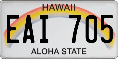 HI license plate EAI705