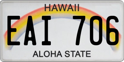 HI license plate EAI706