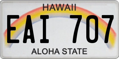 HI license plate EAI707