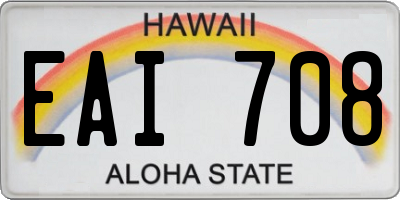 HI license plate EAI708