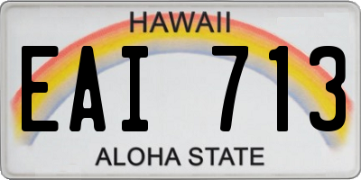 HI license plate EAI713