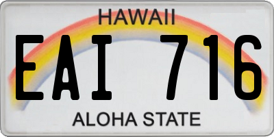 HI license plate EAI716