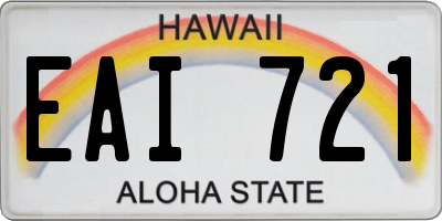 HI license plate EAI721