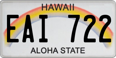 HI license plate EAI722