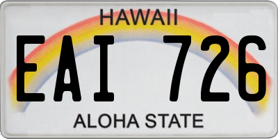 HI license plate EAI726