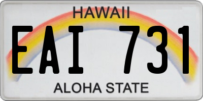 HI license plate EAI731