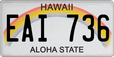 HI license plate EAI736