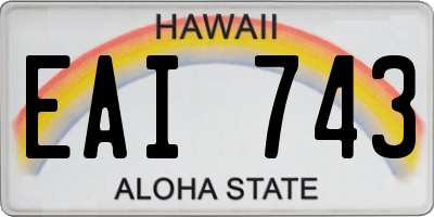 HI license plate EAI743