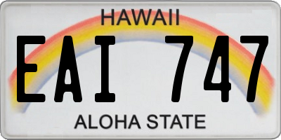 HI license plate EAI747