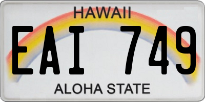 HI license plate EAI749