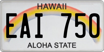 HI license plate EAI750