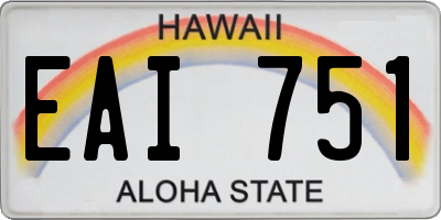 HI license plate EAI751