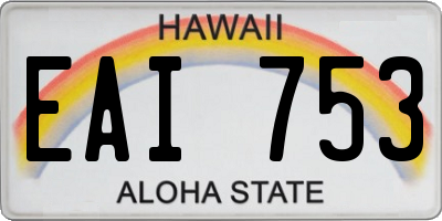 HI license plate EAI753