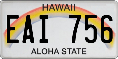 HI license plate EAI756