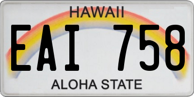 HI license plate EAI758