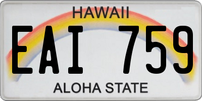 HI license plate EAI759