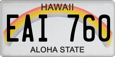 HI license plate EAI760