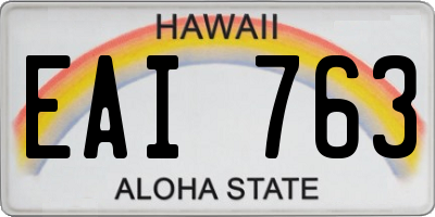 HI license plate EAI763