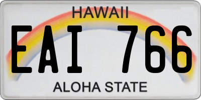 HI license plate EAI766