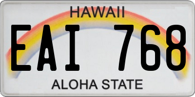 HI license plate EAI768