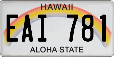 HI license plate EAI781