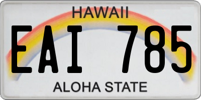 HI license plate EAI785