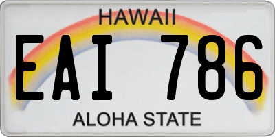 HI license plate EAI786