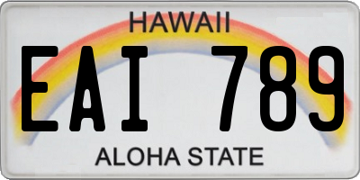 HI license plate EAI789