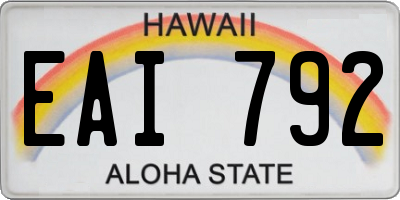 HI license plate EAI792