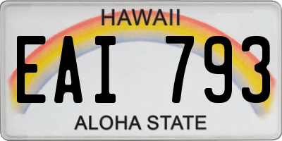 HI license plate EAI793