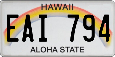 HI license plate EAI794