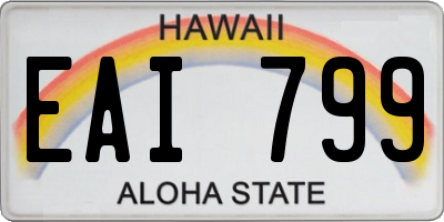 HI license plate EAI799