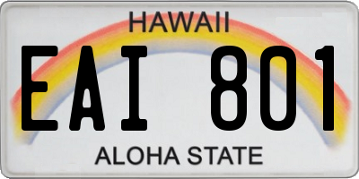 HI license plate EAI801