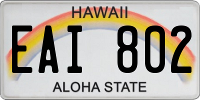 HI license plate EAI802