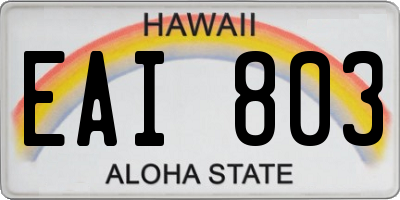 HI license plate EAI803