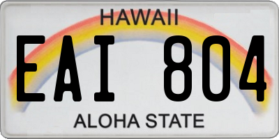 HI license plate EAI804