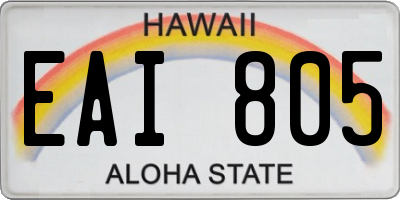 HI license plate EAI805