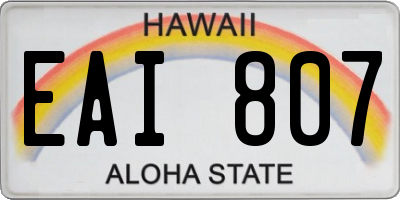 HI license plate EAI807