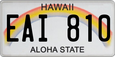 HI license plate EAI810