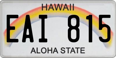 HI license plate EAI815