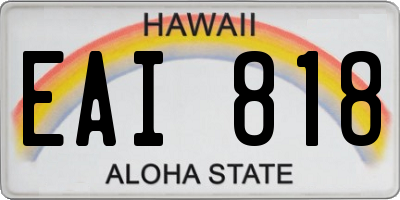 HI license plate EAI818