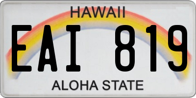 HI license plate EAI819