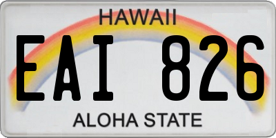 HI license plate EAI826