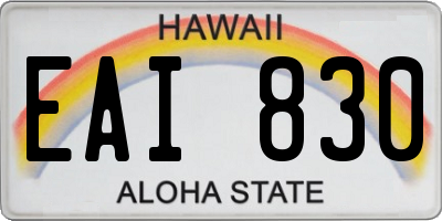 HI license plate EAI830