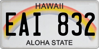 HI license plate EAI832