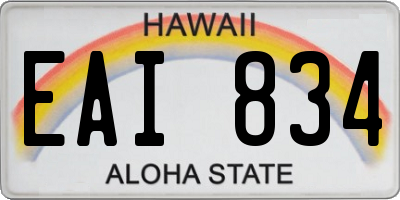 HI license plate EAI834