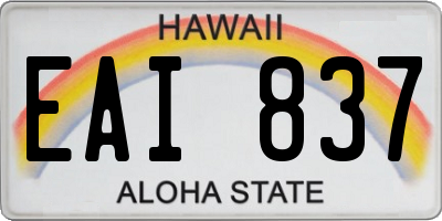 HI license plate EAI837