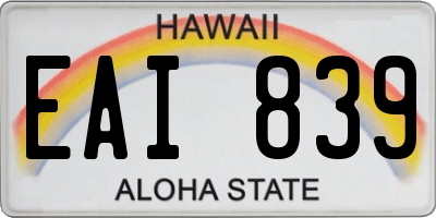 HI license plate EAI839