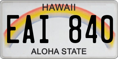 HI license plate EAI840