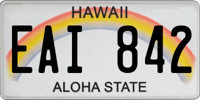 HI license plate EAI842